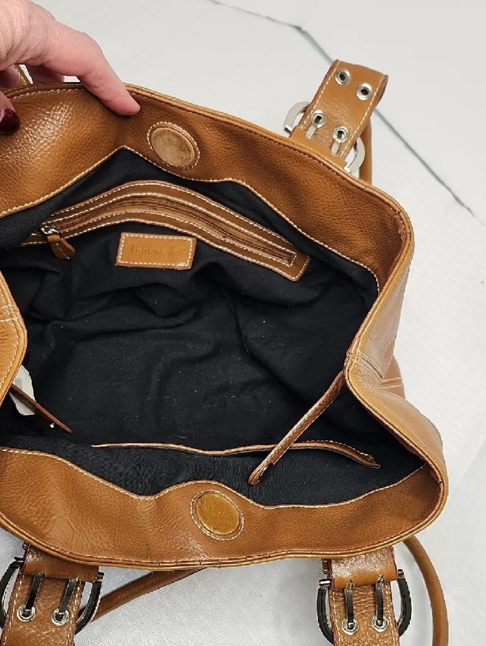 Tignanello Leather Hobo Shoulder Bag